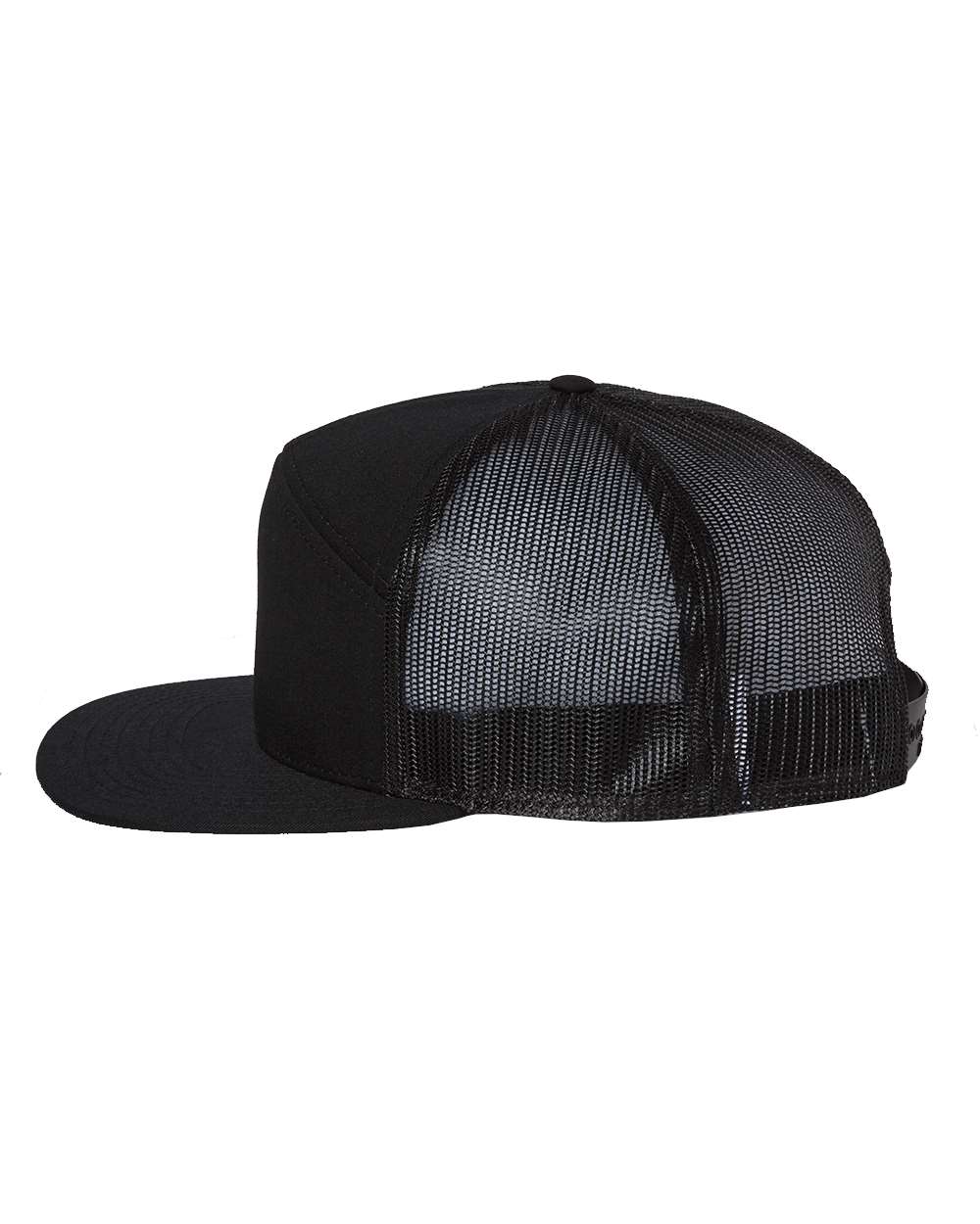 Seven-Panel Trucker Hat – Black (side)