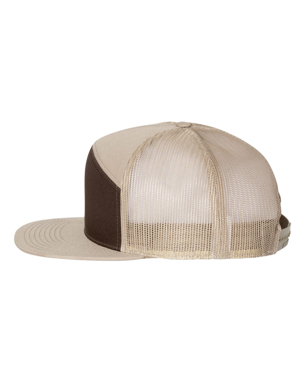 Seven-Panel Trucker Hat – Brown/Khaki (side)