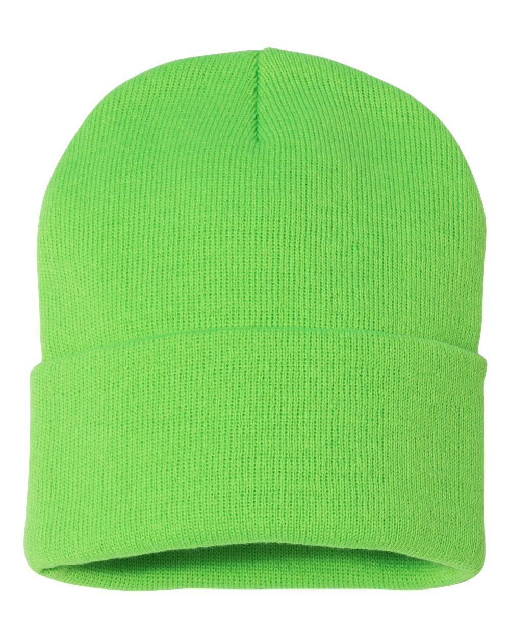 Cuffed Knit Toque – Neon Green (front)
