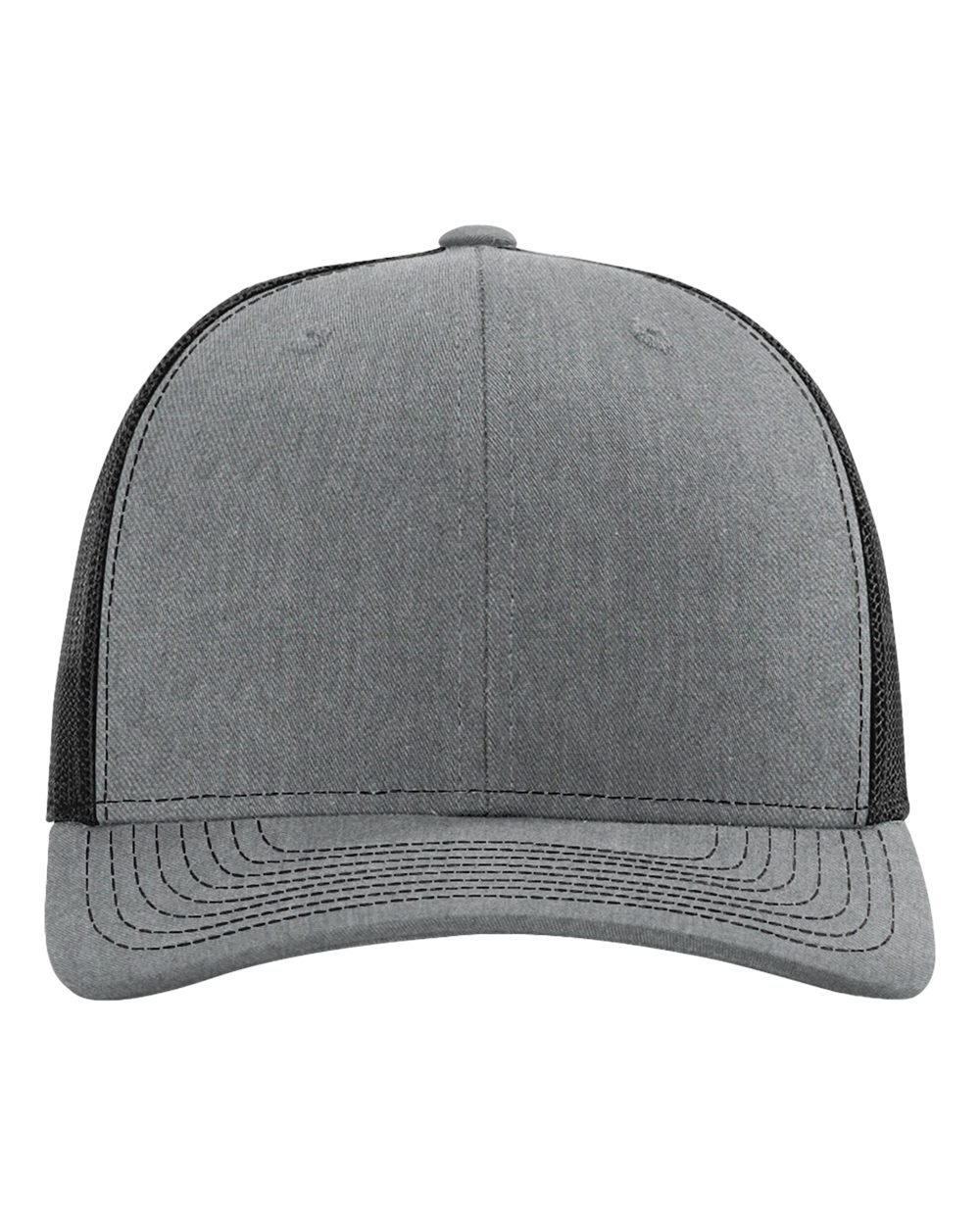 Classic Snapback Trucker Hat – Heather Grey/Black (front)