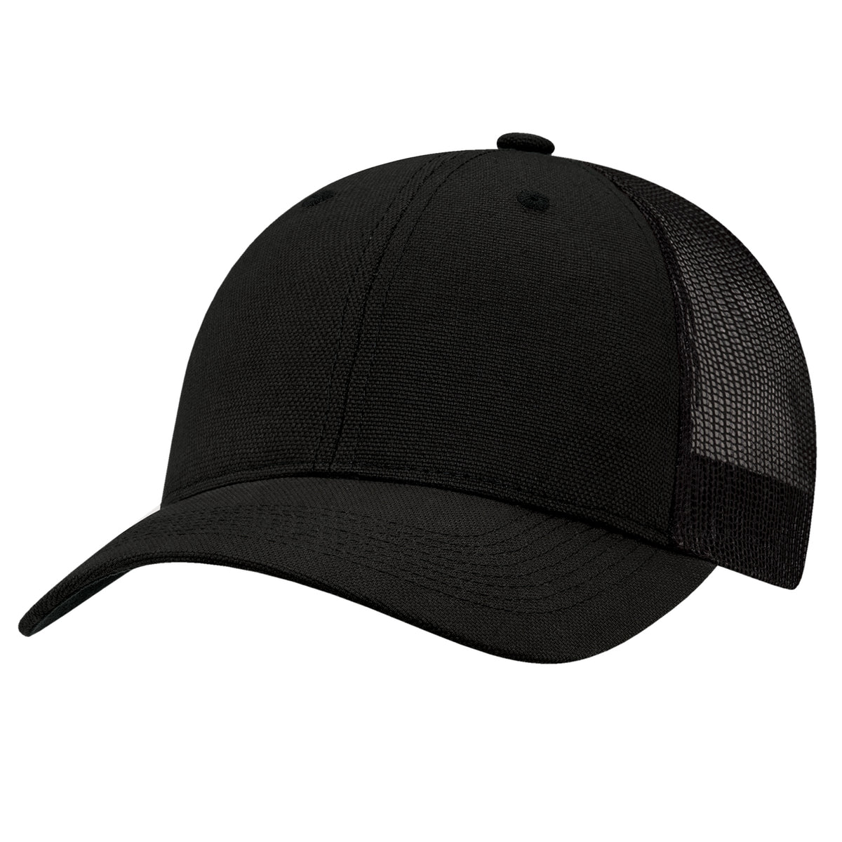 Canvas Trucker Hat – Black/Black (front)