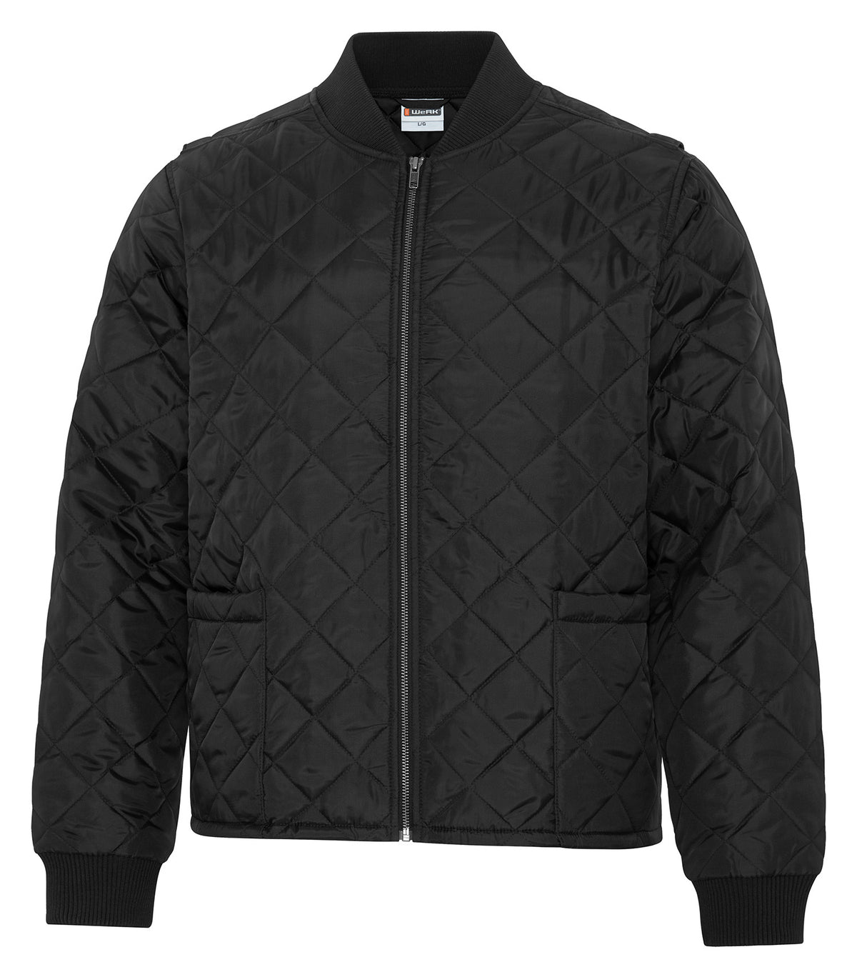 Quilted Freezer Jacket – Black (three-quarter)