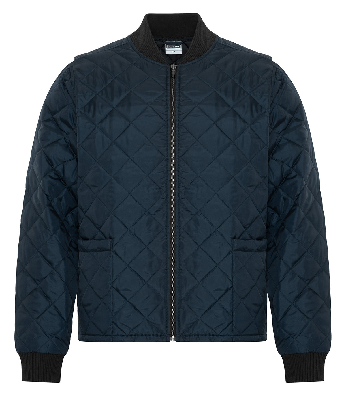Quilted Freezer Jacket – Dark Navy (front)