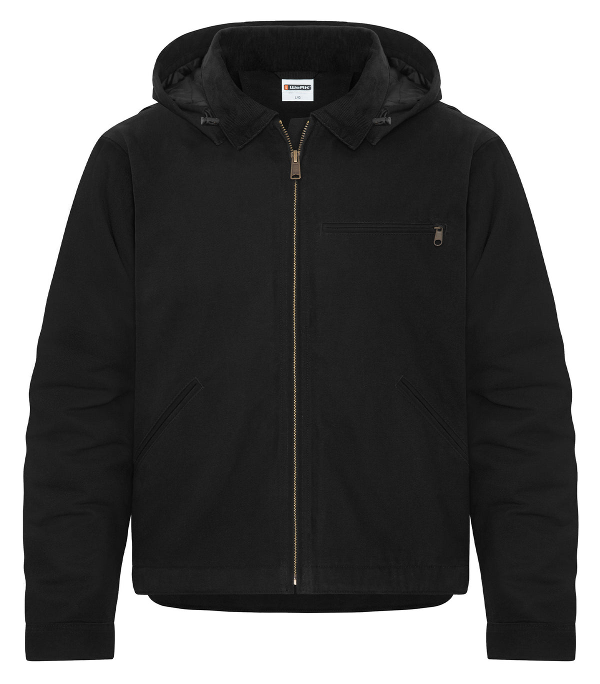 Canvas Work Jacket with Detachable Hood – Black (front)