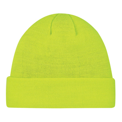 Fleece-Lined Work Toque – Safety Green (front)