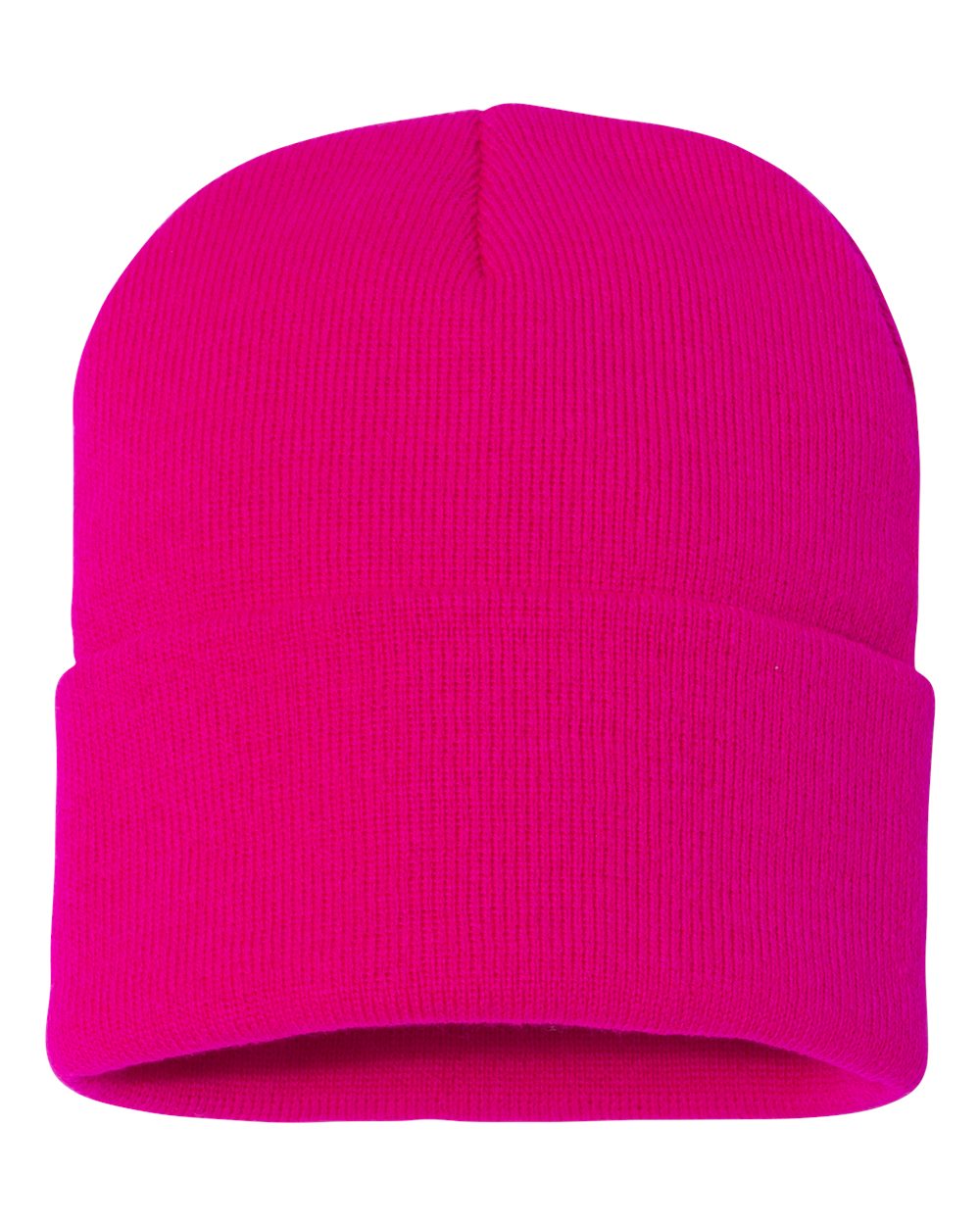 Cuffed Knit Toque – Neon Fuchsia (front)