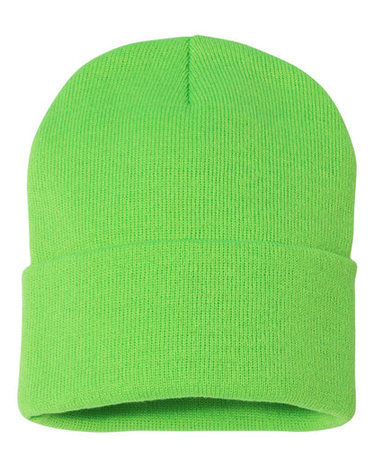 Cuffed Knit Toque – Neon Green (back)