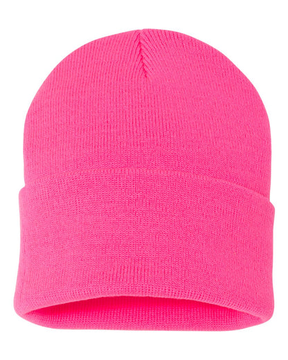 Cuffed Knit Toque – Neon Pink (back)