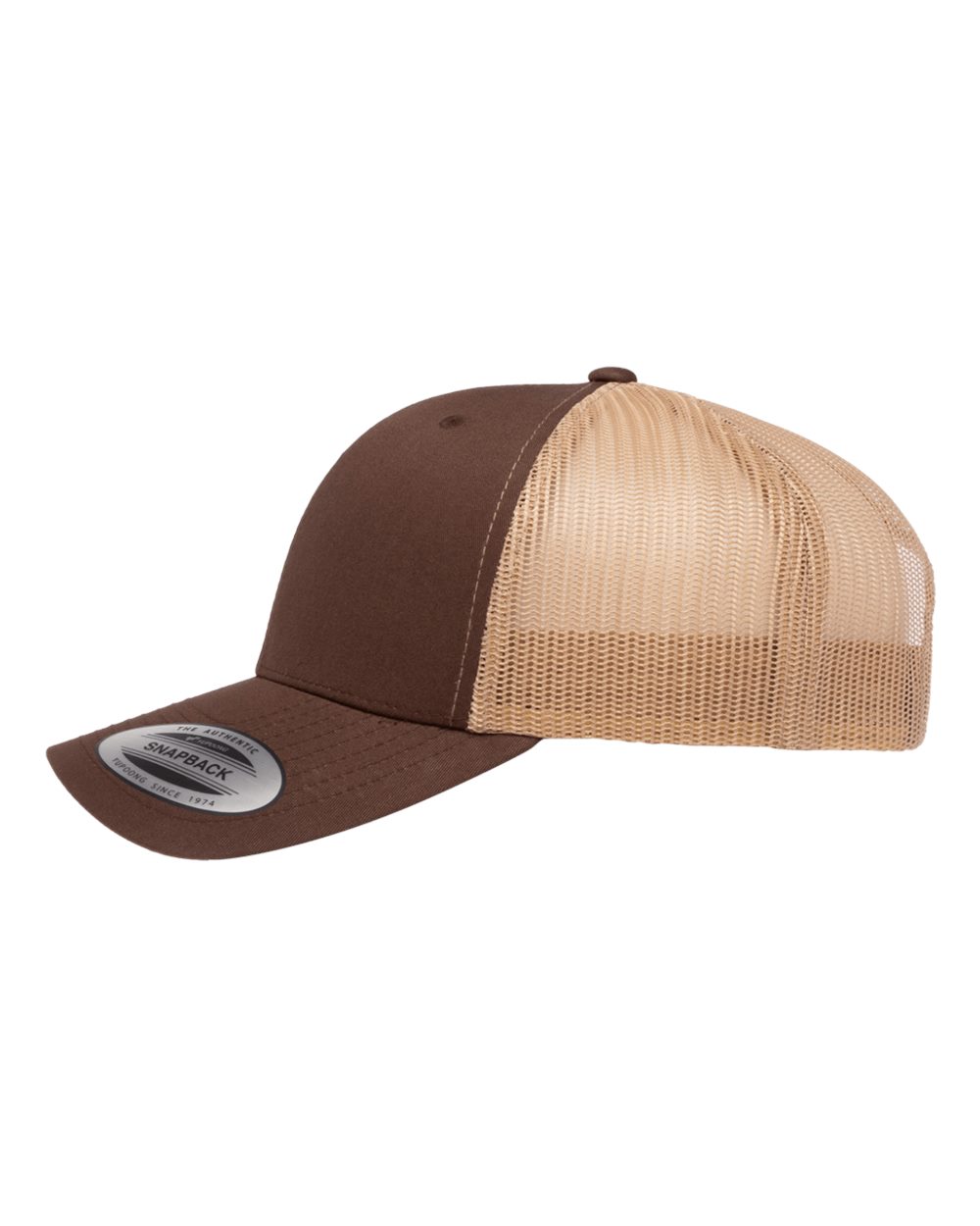 Retro Trucker Hat – Brown/Khaki (side)