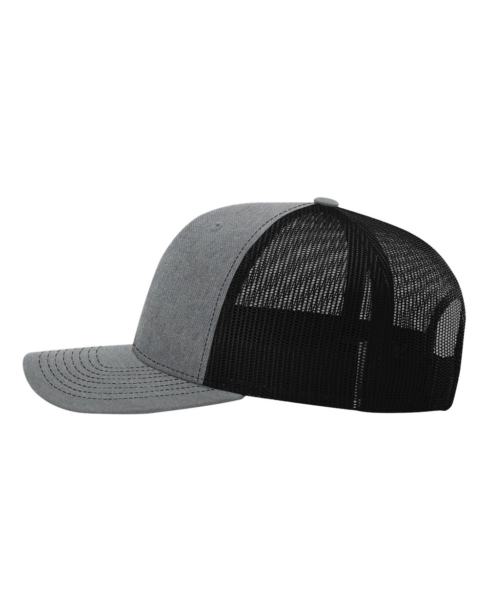 Classic Snapback Trucker Hat – Heather Grey/Black (side)