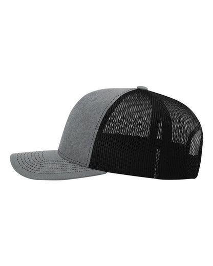 Classic Snapback Trucker Hat – Heather Grey/Black (side)