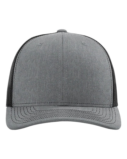 Classic Snapback Trucker Hat – Heather Grey/Black (front)