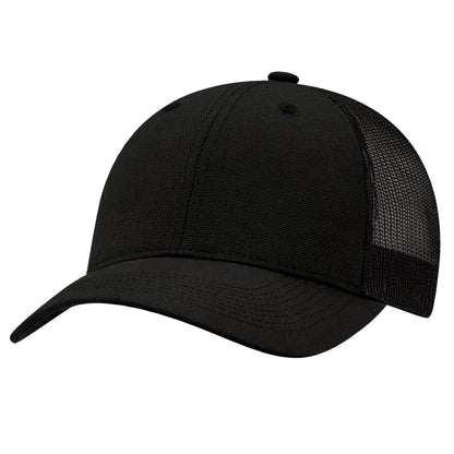 Canvas Trucker Hat – Black/Black (front)