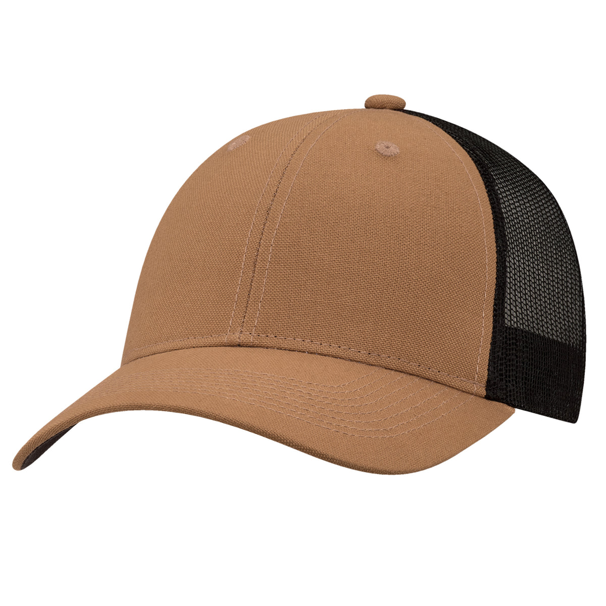 Canvas Trucker Hat – Brown/Black (front)