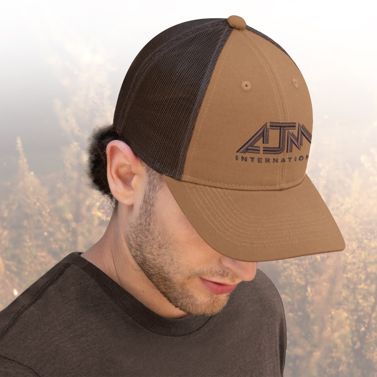 Canvas Trucker Hat – Brown/Brown (model)
