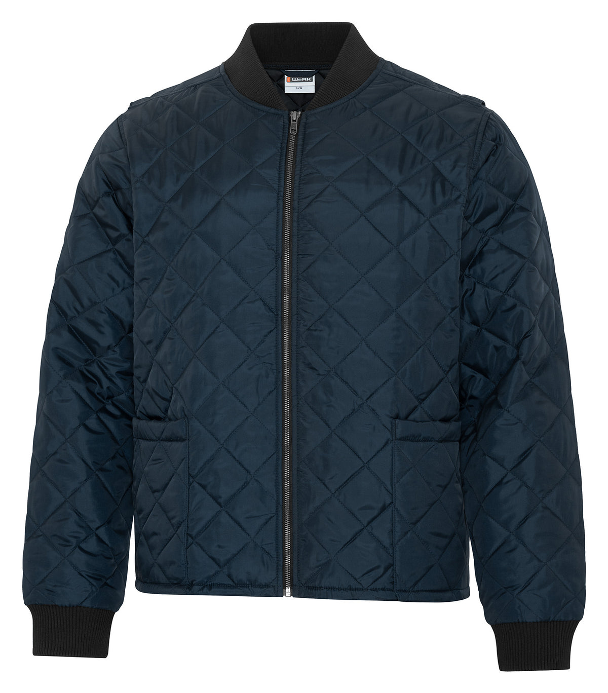 Quilted Freezer Jacket – Dark Navy (three-quarter)
