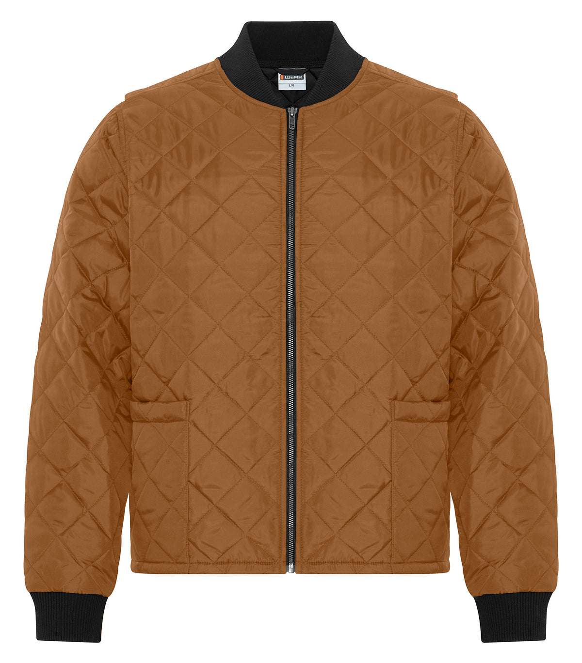 Quilted Freezer Jacket – Caramel (front)
