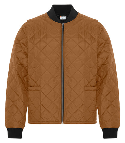 Quilted Freezer Jacket – Caramel (front)