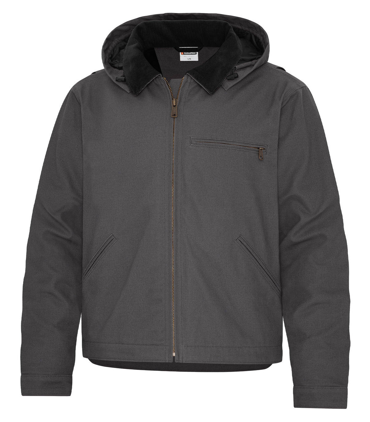 Canvas Work Jacket with Detachable Hood – Grey (three-quarter)