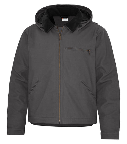 Canvas Work Jacket with Detachable Hood – Grey (three-quarter)