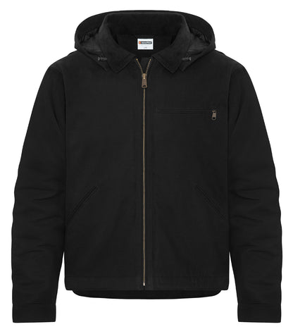 Canvas Work Jacket with Detachable Hood – Black (front)