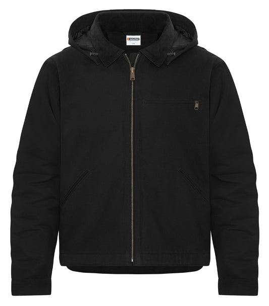 Canvas Work Jacket with Detachable Hood – Black (front)
