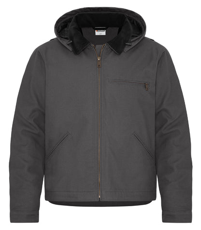 Canvas Work Jacket with Detachable Hood – Grey (front)