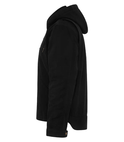 Canvas Work Jacket with Detachable Hood – Black (side)