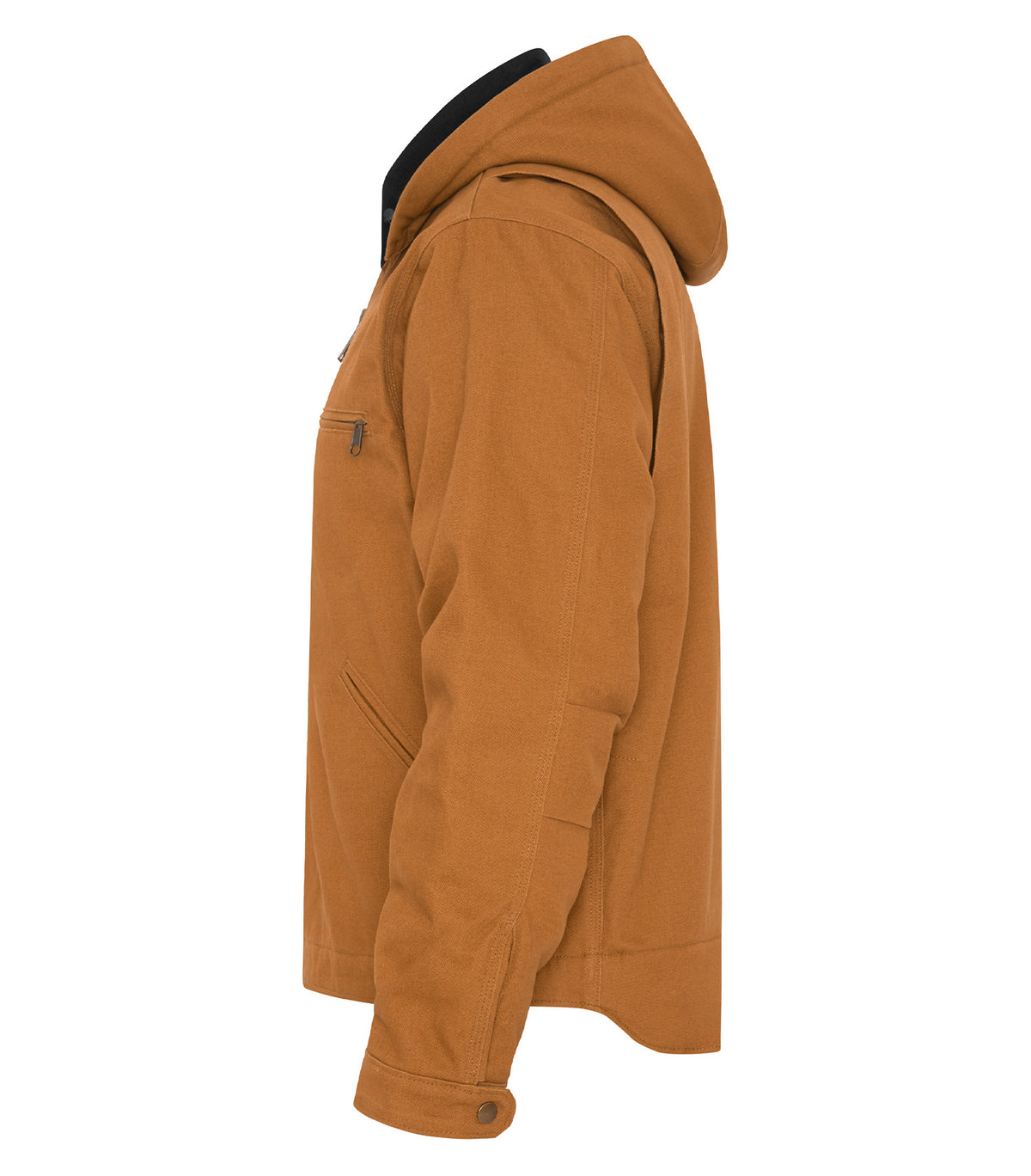 Canvas Work Jacket with Detachable Hood – Caramel (side)