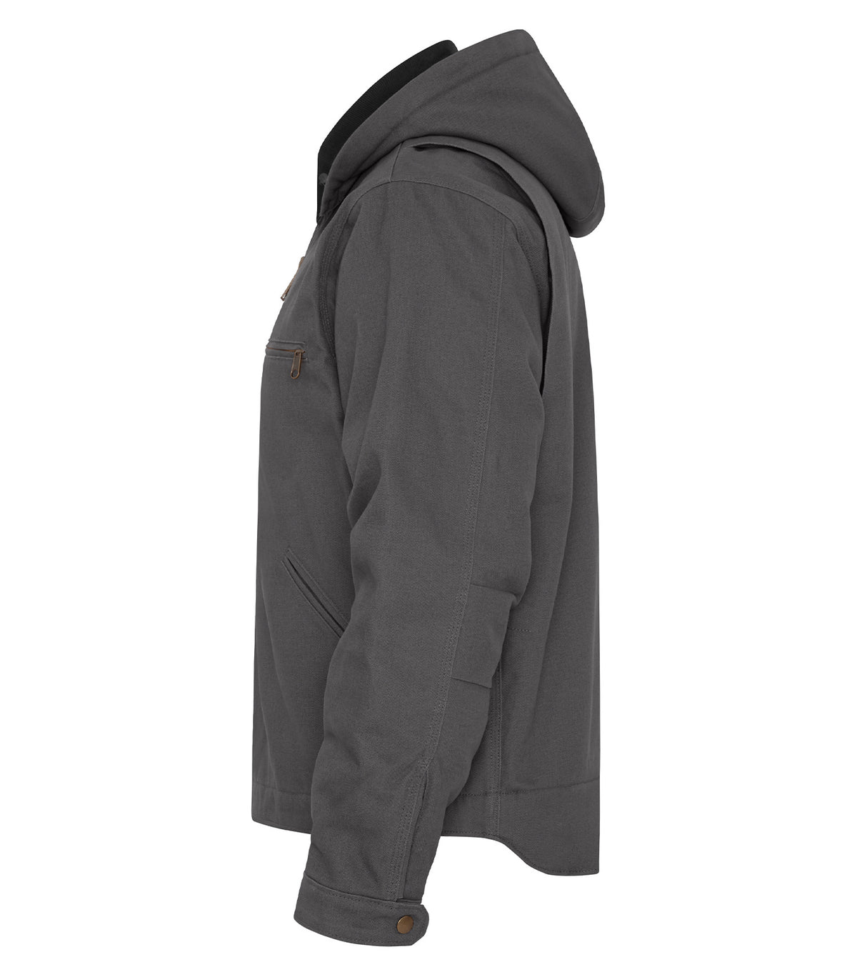 Canvas Work Jacket with Detachable Hood – Grey (side)